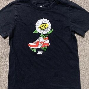 Nike Kids Black Tee with Red and White Graphic